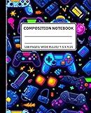 Composition Notebook Wide Ruled: Composition Notebook For Gamer| School & Kindergarten... Supplies for Boys, Girls, and Teens...| Colorful Controllers & Video Games stuff Cover Design