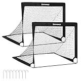 SONGMICS Kids Soccer Goals for Backyard, 4x3 ft Portable Soccer Nets Training Equipment, Toddler Soccer Goal with Carrying Bag, for Field, Black USZQ122B02