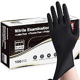 Schneider Nitrile Exam Gloves, Black, Large, Box of 100, 5 mil Disposable Nitrile Gloves, Latex Free, Powder Free, Food Safe, Non-Sterile - for Medical, Cleaning & Cooking Gloves, Rubber Gloves