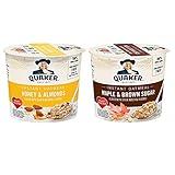 Quaker Instant Oatmeal Express Cups, Maple & Brown Sugar and Honey & Almond Variety Pack, 12 Count (Pack of 1)