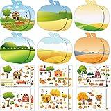 Spiareal 24 Pcs Thanksgiving Autumn Fall Stickers Scene for Kids Make a Sticker with Pumpkin Cardboards Your Own Scarecrow Turkey Acorn Preschool Classroom DIY Party Decor