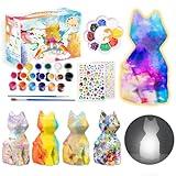 Paint Your Own Cat Lamp Art Kits Painting Arts and Crafts Projects and Supplies Cool Cat Craft Set Toys DIY Art Night Light Bedroom Decor for Kids Birthday Gifts for Teen Girls and Boys Ages 4-12