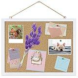 FEBSNOW Cork Board Bulletin Board 15.7 x 12 Inches with Rectangle White Frame Hanging Pin for Office Home Message Board or Vision Board Decoration