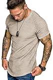 COOFANDY Mens Stylish Gym Tee Fashion Workout Muscle Shirt Khaki M