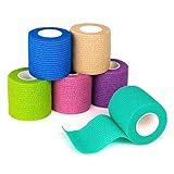 FriCARE Self Adhesive Bandage Wrap, Medical Tape in First Aid Kit Cohesive Bandage Wrap for Sport & Athletic, Breathable Vet Wrap for Wounds, FSA/HSA Eligible 2" X 5 Yards 6 Rolls Rainbow