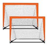 Theresduet 2 Pack 4’ x 3’ Size Portable Kid Soccer Goals for Backyard, Indoor and Outdoor Pop Up Soccer Goals, Orange, Theresduet