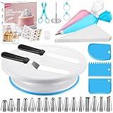 Syntus 79 PCs Cake Decorating Kit with Cake Turntable, 16 Numbered Piping Tips, 52 Piping Bags, 2 Spatulas, 3 Scrapers for Cake Cupcakes, Baking Supplies with Pattern Booklet and eBook