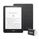 Kindle Paperwhite Essentials Bundle including Kindle Paperwhite (16 GB) Without Lockscreen Ads, Fabric Cover - Black, and Power Adapter