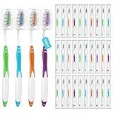 Frekare 30 Pack Bulk Toothbrushes with Covers, Individually Wrapped Tooth Brush Pack for Adults & Kids, Disposable Toothbrush Medium Soft for Travel, Donations, Hotels