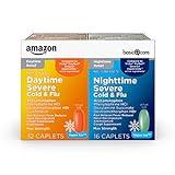 Amazon Basic Care Vapor Ice Day and Night Severe Cold and Flu Relief Caplets, Maximum Strength Medicine, Combo Pack, 48 Count