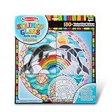 Melissa & Doug Stained Glass Made Easy Craft Kit: Dolphins - 180+ Stickers , Ocean Animals Crafts For Kids Ages 5+