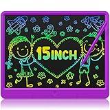 GIGART LCD Writing Tablet for Kids 15" Drawing Board Reusable Electronic Doodle Pad Portable Scribbler Boards Doodle Board for Kids Ages 4-8（Purple）