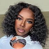 Wear and Go Glueless Wigs Human Hair Pre Plucked Deep Wave Bob Wig Human Hair Lace Front Wigs for Beginners Upgraded No Glue Pre Cut 4x4 Lace Closure Glueless Wigs for Black Women Human Hair 12 Inch