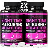 (2 Pack) Night Time Weight Loss Pills for Women - Advanced Weight Loss Supplement - Fat Burners for Women Weight Loss - Diet Pills That Work Fast for Women - Belly Fat Burner - Appetite Suppressant