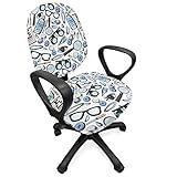 Ambesonne Eye Chart Office Chair Slipcover, Scattered Optometry Accessories Lens Solution on a Plain Background, Protective Stretch Decorative Fabric Cover, Standard Size, Pale Blue Black