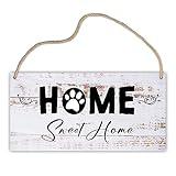 House Warming Gifts New Home Wooden Hanging Plaque, Home Sweet Home Sign, Housewarming Gift Dog Paw gift for Dog Lover Farmhouse Wall Decor for Home Living Dining Room Bedroom Entryway Hallway -A09