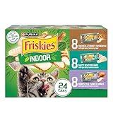 Purina Friskies Indoor Cat Food 24ct VP - (Chicken and Turkey Casserole, Saucy Seafood Bake, Homestyle Turkey Dinner) - (Pack of 24) 5.5 oz. Cans