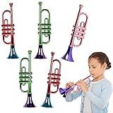 ArtCreativity 13 Inch Metallic Trumpets, Set of 5, Fun Plastic Musical Instruments Noise Makers for Parties and Events, Music Toys for Kids, Cool Birthday Party Favors for Boys and Girls