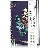 JUBTIC Hardcover Address Book with Alphabetical Tabs, Spiral Bound Address Book with Refillable Pages Medium Telephone book incl. Address, Password, Contact, Tel, Email, Important Date for Home Office