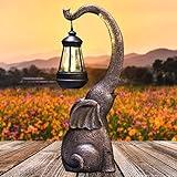 IVCOOLE 15" Outdoor Sculpture Figurine Statue Elephant Home Decorations Solar Garden Statues for Patio Home Yard Decor Good Luck Garden Elephant Gifts for Woman, Mom Family