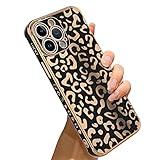 Bonoma for iPhone 12 Pro Max Case Leopard Plating Electroplate Luxury Elegant Case Camera Protector Screen Protector Soft TPU Shockproof Protective Corner Back Case -Black