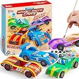 Klever Kits 4 DIY Wooden Race Cars-Build & Paint Your Own Wood Craft Kit, 4 Race Cars Toy, Easy to Assemble Arts Crafts Kit, Birthday Party Presents for Kids Boys Ages 6 and Up