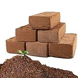 Coco Coir Brick for Plants- 6 Pack Premium 100% Organic Peat Moss Mix with Low EC & pH Balance, Fiber Coconut Husk for Planting, Gardening, Potting Soil Substrate