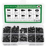 350PCS Computer Screws Assortment Kit, 6-32 Male to M3 Female Black Carbon Steel Motherboard Standoffs Screws for 2.5''SSD Hard Drive Fan Power Graphics Motherboard Chassis CD-ROM Computer ATX Case