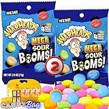 (PACK OF 2) Warh Mega Sour Booms! Sour Chewy Candy - New Edition - 2.5oz Each Bag - Think FWD Candy Zipbag Included (Mega Sour)