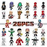 Genqiang Mini Superhero Toys, 26 pcs Superhero Minifigures Small Action Figures Superhero Party Birthday Decorations for Kids’ Christmas Stocking, Easter Eggs Cake Toppers Collectibles