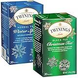 Twinings Christmas Tea and Winter Spice Tea Variety Pack - 1 Caffeinated Spiced Black Tea and 1 Caffeine-Free Spiced Camomile Herbal Tea, Bags Individually Wrapped, 20 Count (Pack of 2)