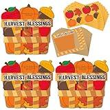 BeYumi Fall Harvest Basket Craft - 28Pcs Fall Harvest Blessing Basket Craft Kit DIY Autumn Religious Bushell of Thanks Thanksgiving Gratitude Paper Craft Supplies School Classroom Activities for Kids