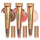 Yeweian 3PCS Liquid Contour Beauty Wand, Liquid Blush Highlighter Makeup Stick with Applicator, Cream Bronzer Stick Natural Matte Finish, Lightweight Blendable Cream Contour Highlighter Blush Wand