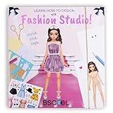 BSCOOL Fashion Studio Drawing, Coloring & Little Designer Creativity Book for Kids 4 and Up with Stickers, Stencils, Textures - Creative Fashion Design Sketchbook for Girls