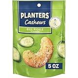 PLANTERS Dill Pickle Cashews, Whole Cashews, Individual Packs, Party Snacks, Plant-Based Protein, Quick Snack for Adults, After School Snack, Flavored Cashew, Roasted with Sea Salt, Kosher, 5oz Bag