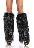 Leg Avenue Women's faux faux furry Festival Leg Warmers, Black/Silver, One Size