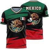 Men's Mexican Soccer Jersey, Mexico Soccer Jerseys Sports Shirt, Mexico Flag Jersey Athletic Top Shirt, Black Size 2XL