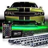 OPT7 Aura Aluminum LED Underglow Kit for Car with Remote Control, Exterior Neon Accent Under Glow Lights, Rigid Waterproof Strip Lights, Music Soundsync Mode, Multicolor RGB Light Bars