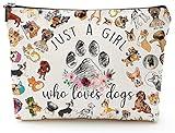 Dog Makeup Bag Dog Stuff Merch Gifts Dog Mom Gifts for Women Girl Dog Lovers Gifts Toiletry Pouch Funny Birthday Christmas Gift for Pet Owner Sister Bestie BFF Just A Girl Who Loves Dogs