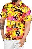 LA LEELA Men's Hawaiian Shirts Short Sleeve Button Down Shirt Mens Casual Shirts Vacation Tropical Beach Shirts for Men Funny XS Island View Orange