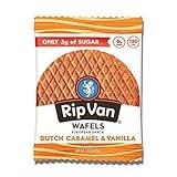 Rip Van Wafels Dutch Caramel & Vanilla Stroopwafels, Healthy Snacks, Non-GMO, Low Calorie, Low Sugar (3g), Office Snacks, Keto Friendly, 12 Count