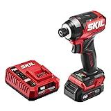 SKIL PWR CORE 12 Brushless 12V 1/4 In. Hex Compact Impact Driver Kit with 3-Speed & Halo Light & One-handed collet Includes 2.0Ah Lithium Batteries and PWR JUMP Charger -ID6744A-10