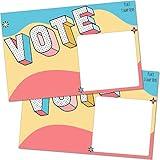 T MARIE 100 Bulk Voter Postcards 4x6” - Fun Colorful Vote Design With Blank Backside of Card to Write a Longer Message to Voters - Uncoated Cardstock for No Smearing