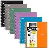 Five Star Spiral Notebook + Study App, 6 Pack, 1 Subject, Graph Ruled Paper, 8-1/2" x 11", 100 Sheets, Fights Ink Bleed, Water Resistant Cover, Purple, Orange, Green, Blue, Gray, Black (73549)