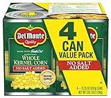 Del Monte Fresh Cut Golden Sweet Whole Kernel Corn With No Added Salt 4-15.25 Oz. Can, 15.25 Oz (Pack Of 4)