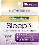 Nature's Bounty Melatonin, Sleep3 Maximum Strength 100% Drug Free Sleep Aid, Dietary Supplement, L-Theanine & Nighttime Herbal Blend Time Release Technology, 10mg, 30 Tri-Layered Tablets