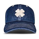 Lucky Brand Cotton Embroidered Baseball Cap with Adjustable Straps for Men and Women (One Size Fits Most), Lucky Clover-Light Denim