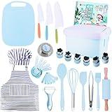 JoyTown Kids Cooking and Baking Set with Storage Case – Real Cooking Supplies with Cookbook, Knives, Timer, Kids Baking Kit for Girls & Boys – Complete Utensils Accessories with Chef Apron & Hat