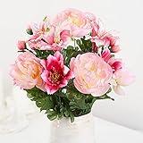 Beauty Pink Artificial Peony Cosmo Lily Bouquet by Factory Direct Craft for Spring Arrangements and Summer Displays – 22"H