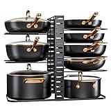 MUDEELA Pots and Pans Organizer : Rack under Cabinet, 8-Tier Kitchen Cabinet Organizers and Storage, Light-Duty Adjustable Pot Racks, Pan Organizers inside Cabinet with 3 DIY Methods